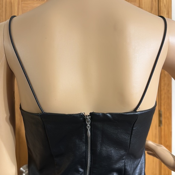Black Faux Leather Bodycon Mini Dress with Silver Exposed Back Zipper Sm… - Picture 5 of 12